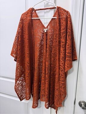Rust Crochet Lace Kimono